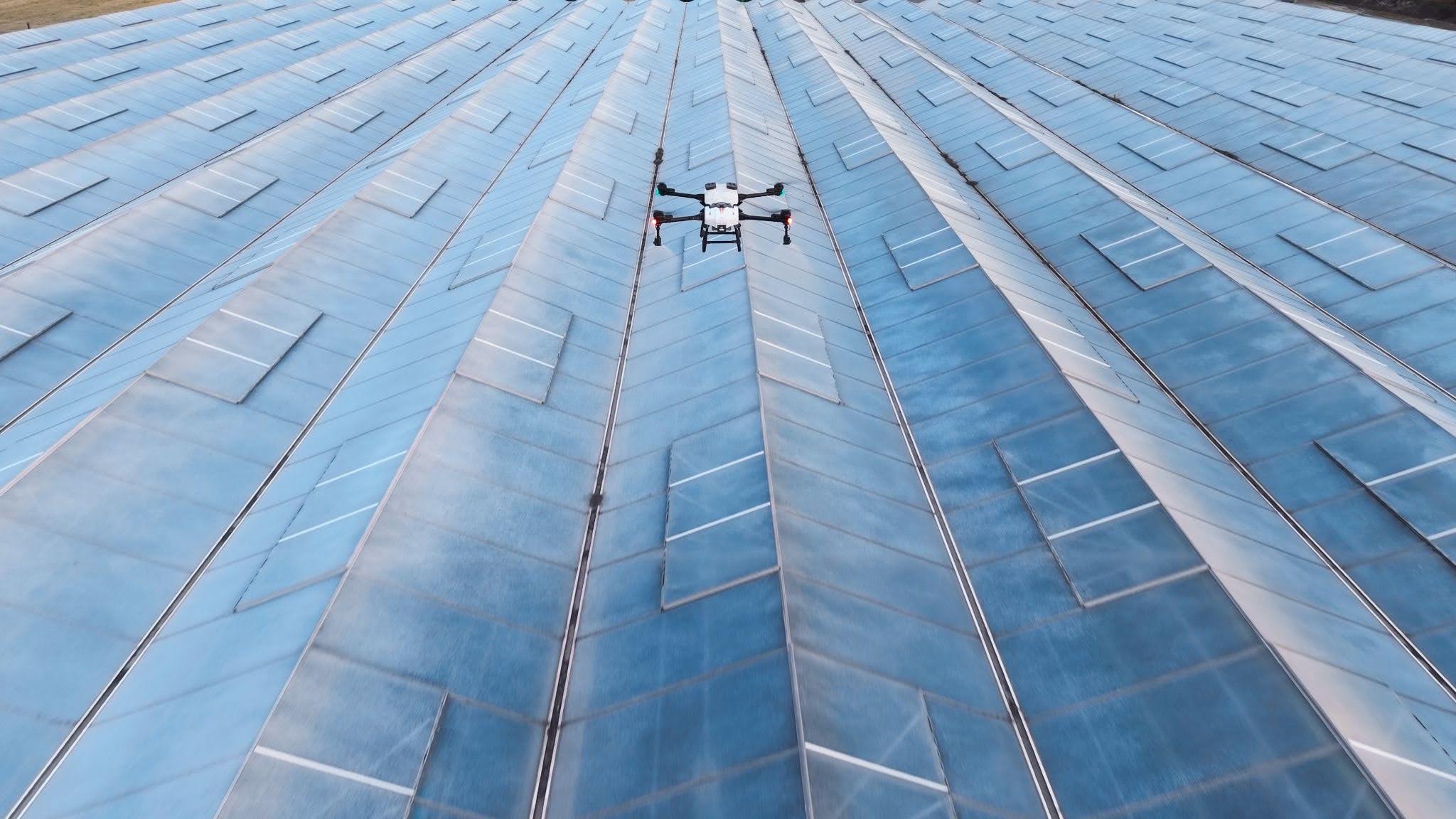 Greenhouse Shading and Paint Removal with Spraying Drones